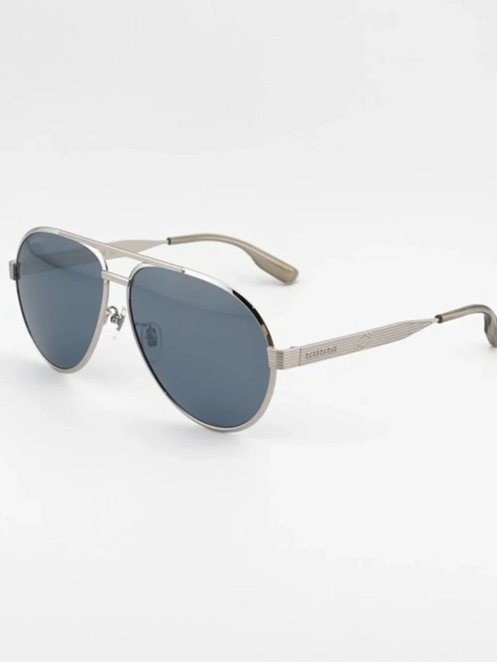 Gucci GG1513S 003 Sunglasses Silver Aviator Frame, Smoke Lenses